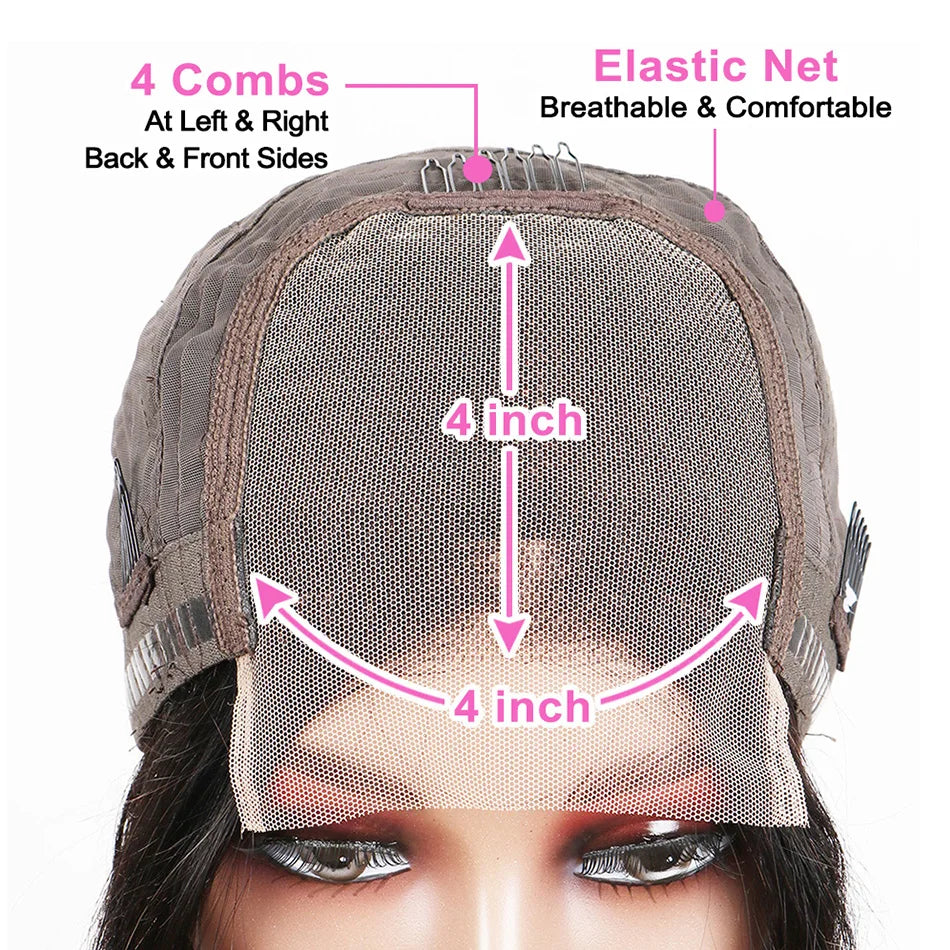 Short Bob Wig Brazilian Hair Lace Front Human Hair Wigs Pre Plucked Natural Color 4x4 Lace  Wigs