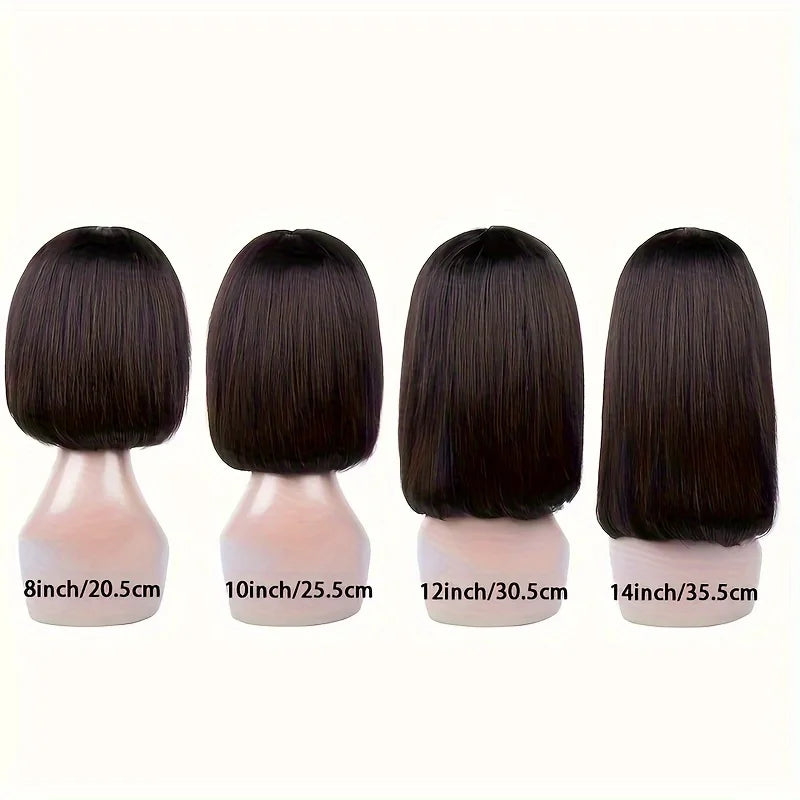 Bone Straight Bob Wig with Bangs Human Hair 180% High Density Glue less Short Bob