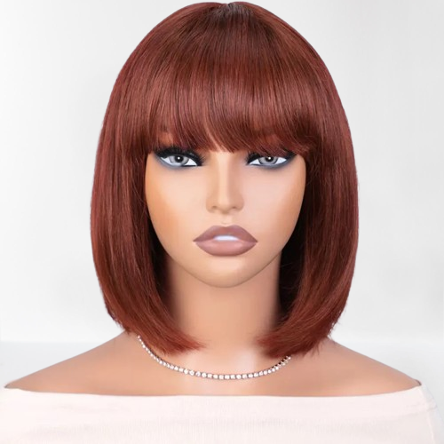 Blonde Short BOB 3x1 Lace Glue less Human Hair Wig Ready To Go Brazilian 1b/30 Straight Bob Bone With Bangs