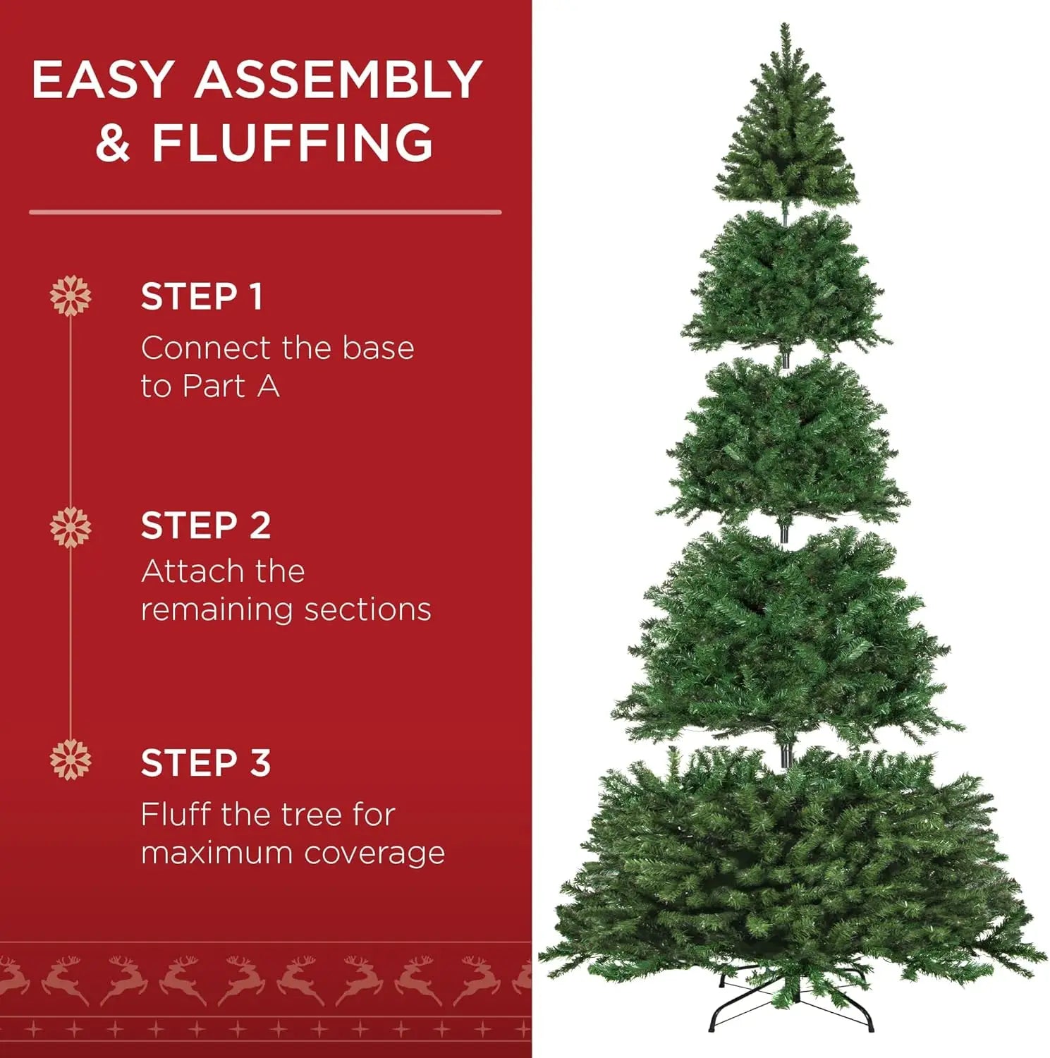 12ft Pre-Lit Spruce Artificial Holiday Christmas Tree for Home, Decoration w/ 1,300 Incandescent Lights, 4,188 Branch Tips