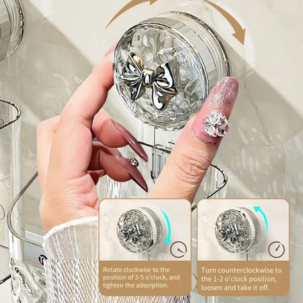 Plastic Shower Suction Cup Shelf Glacier Pattern Transparent Wall Storage Rack