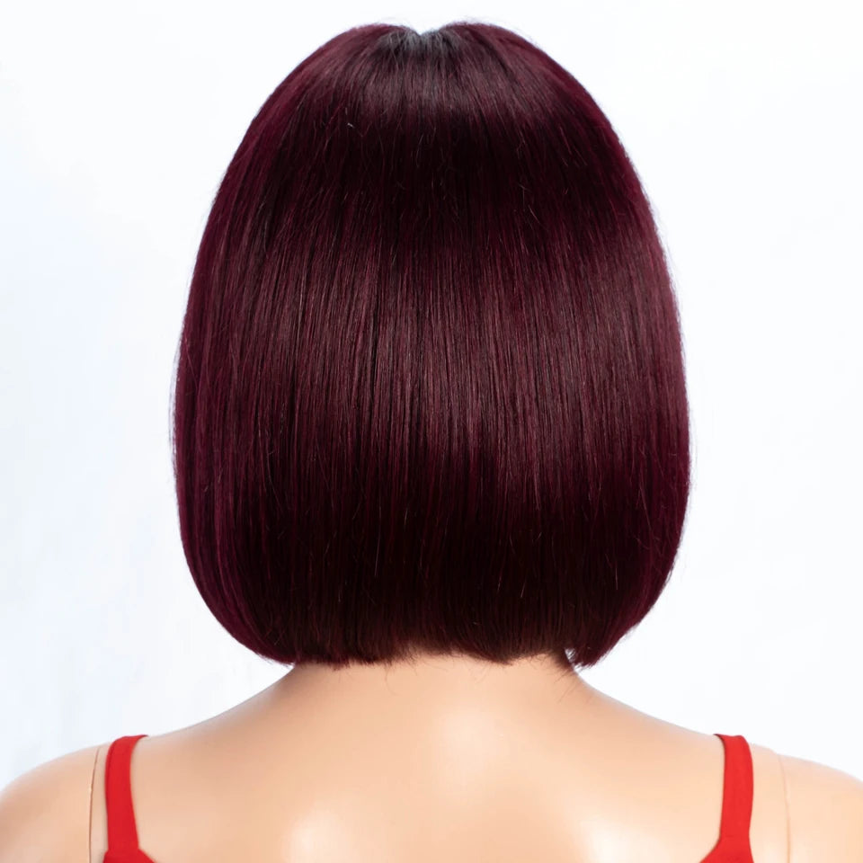 Ombre Gold Blonde Short Straight Bob 13x1 Lace Front 100% Human Hair Wigs