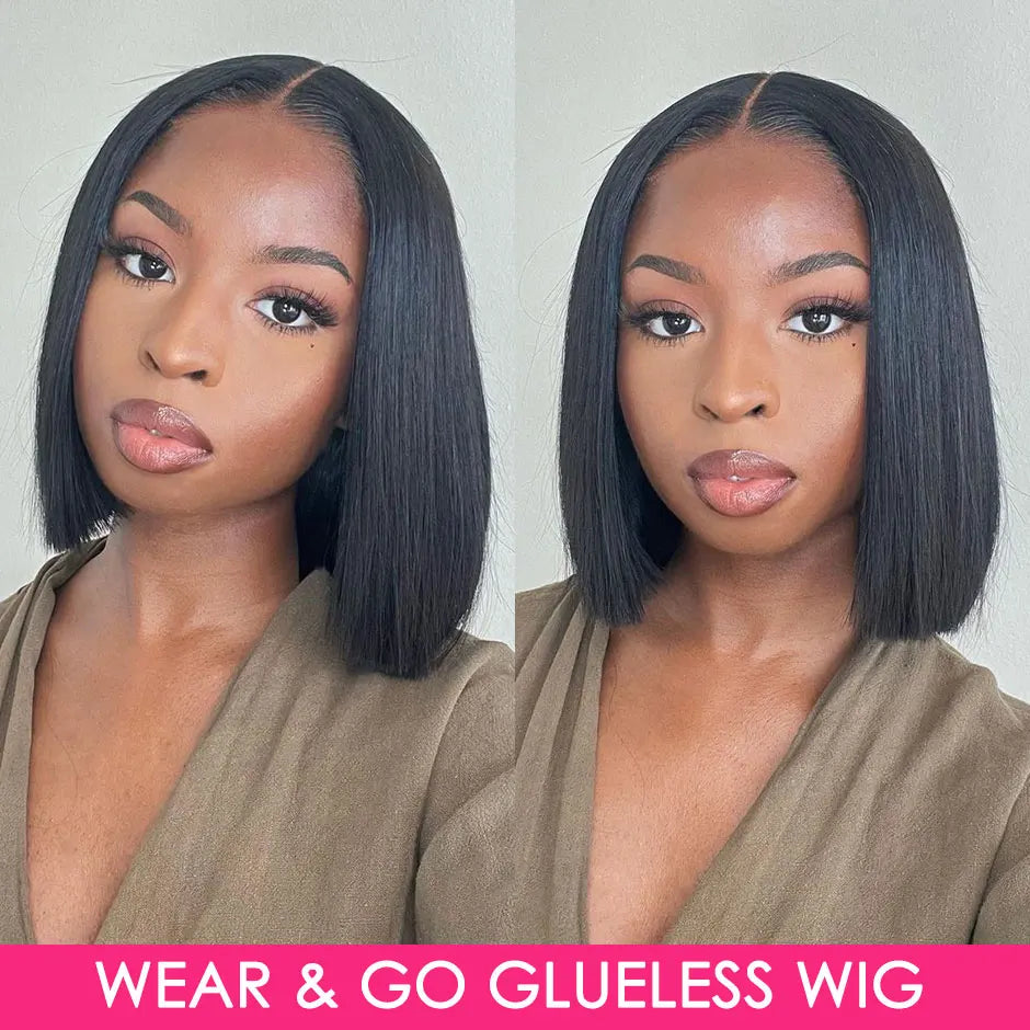 Wear Go Bob Wigs For Women Human Hair 180% Straight Glueless Wig Ready To Go Human Hair Wig Pre Cut Preplucked Lace Air Wig Sale
