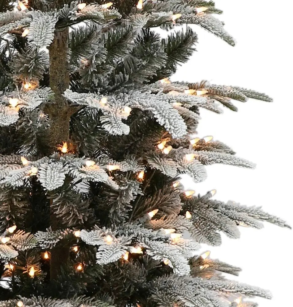 7.5 Foot Pre-Lit Flocked Aspen Fir Artificial Christmas Tree with 700 UL Listed Clear Lights