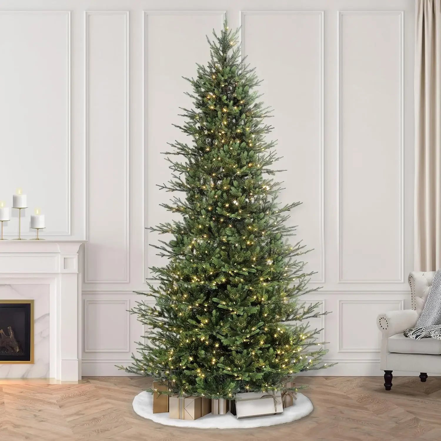 9 Foot Pre-Lit Slim Balsam Fir Artificial Christmas Tree with 800 Clear Lights