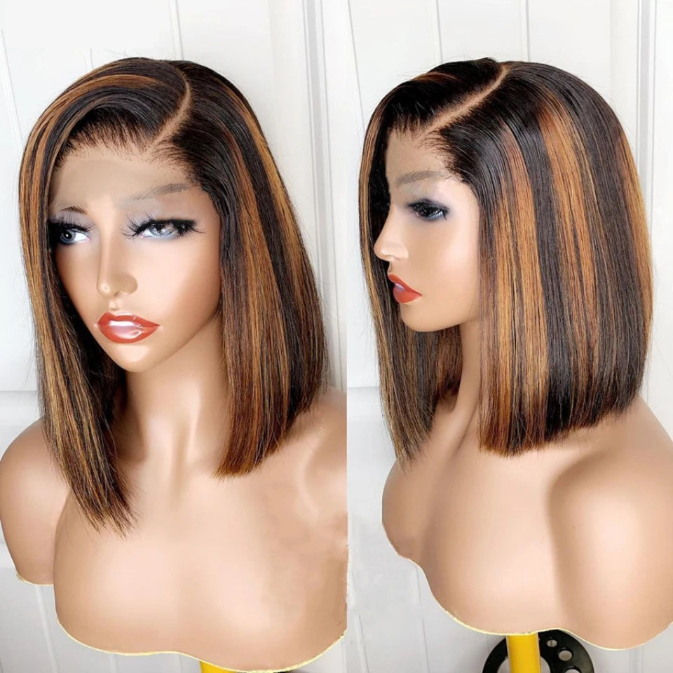 Human Hair Brazilian Short Bob Wig Lace Front Wig