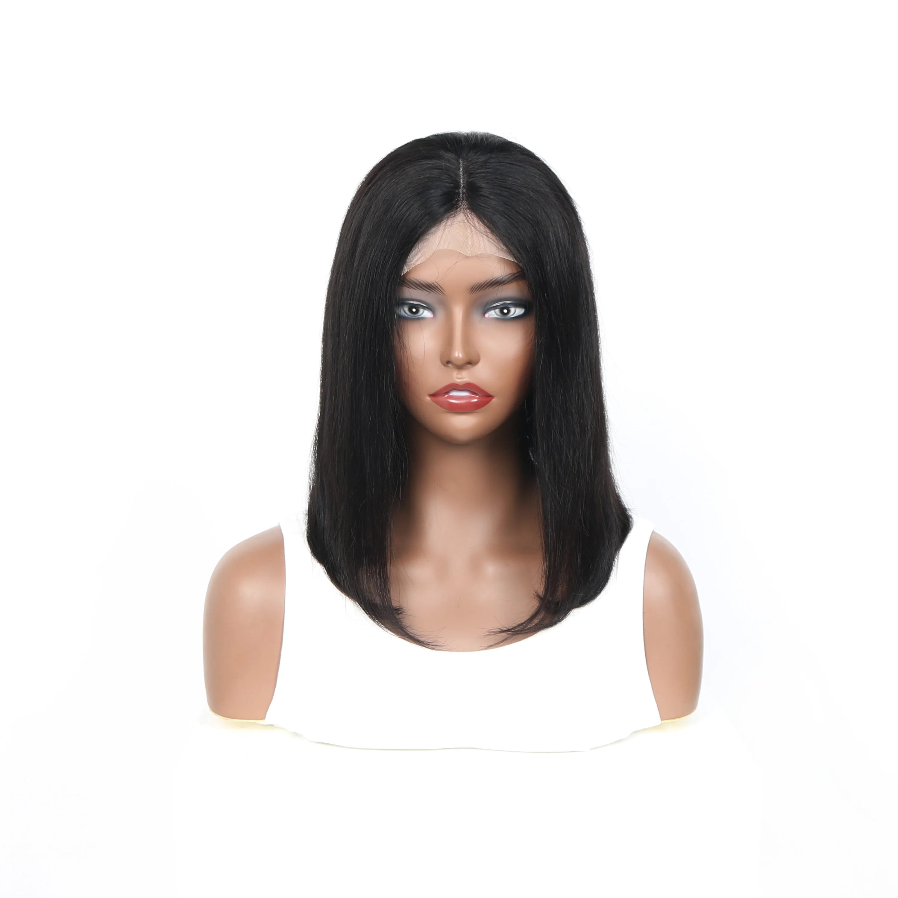 Short Bob Wig Brazilian Hair Lace Front Human Hair Wigs Pre Plucked Natural Color 4x4 Lace  Wigs