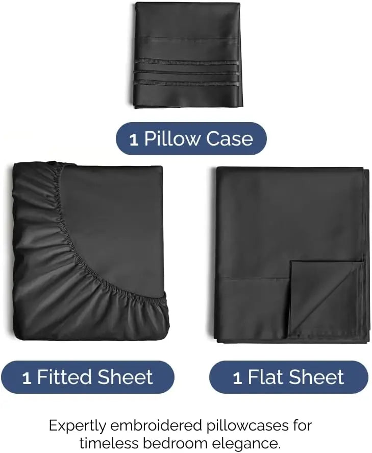 Size 3 Piece Sheet Set - Comfy Breathable & Cooling Sheets - Hotel Luxury Bed Sheets - Deep Pockets