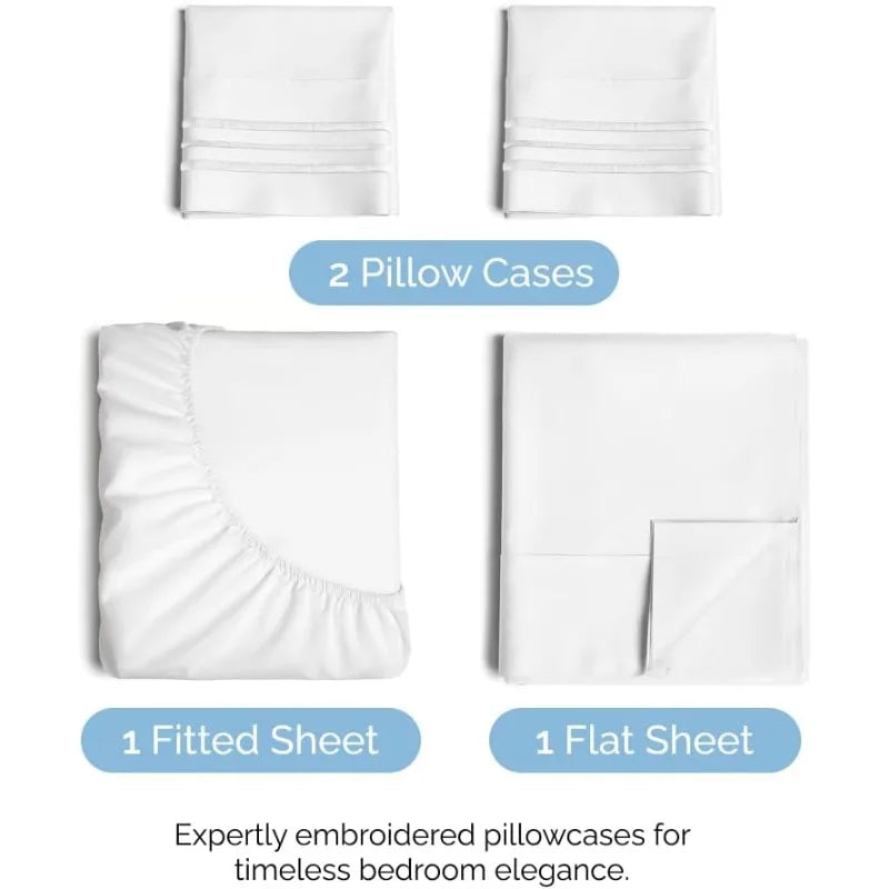 Queen Size 4 Piece Sheet Set - Comfy Breathable & Cooling Sheets - Deep Pockets