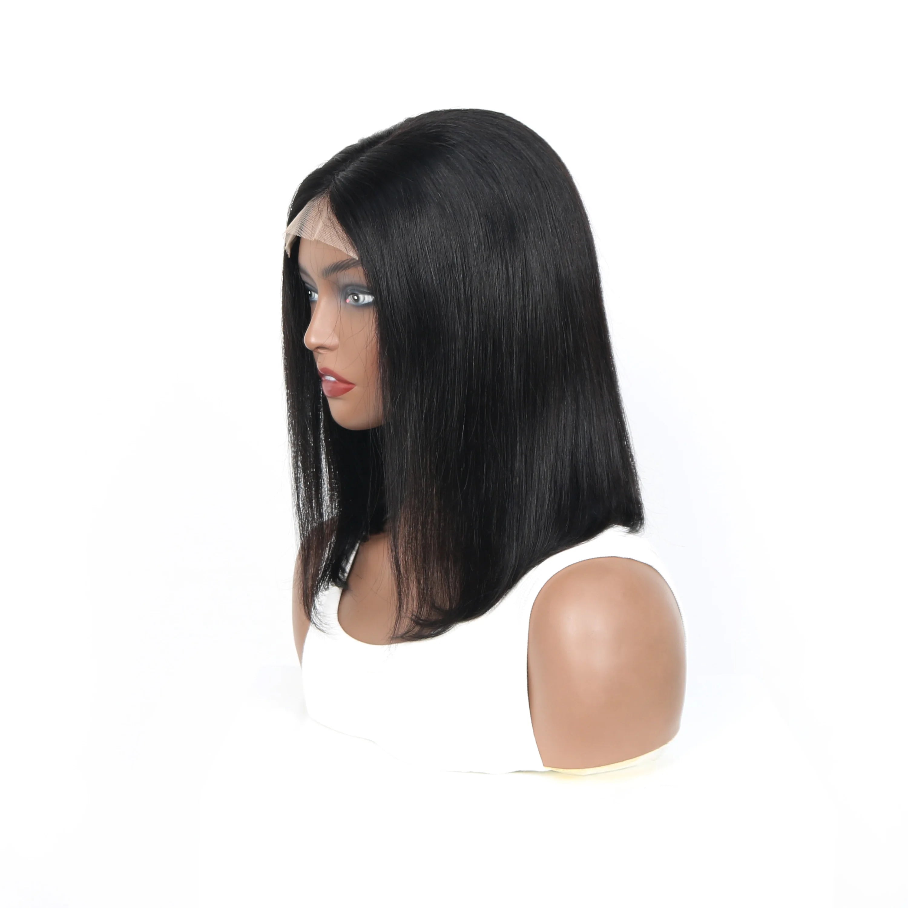 Short Bob Wig Brazilian Hair Lace Front Human Hair Wigs Pre Plucked Natural Color 4x4 Lace  Wigs