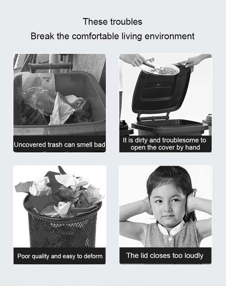 Smart trash can for kitchen House. Smart home Dustbin Wastebasket automatic sensor trash can garbage bin cleaning tools