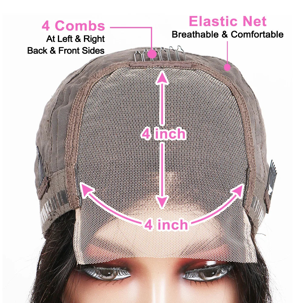 Body Wave 4x4 Transparent Lace Front Wig 13x4 Human Hair Wigs 180 Short Loose Body Wave