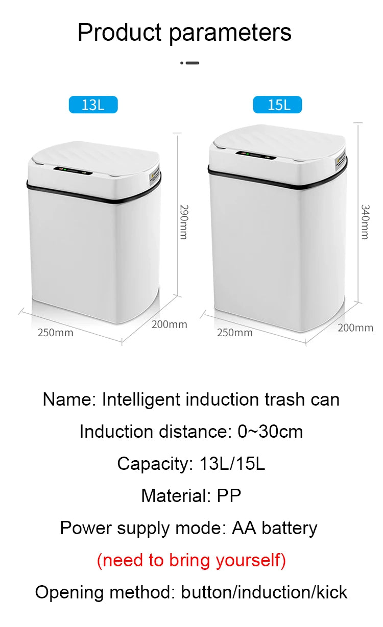 Smart trash can for kitchen House. Smart home Dustbin Wastebasket automatic sensor trash can garbage bin cleaning tools