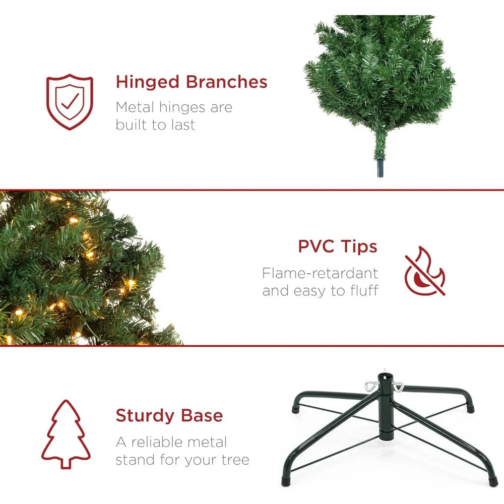 12ft Pre-Lit Spruce Artificial Holiday Christmas Tree for Home, Decoration w/ 1,300 Incandescent Lights, 4,188 Branch Tips