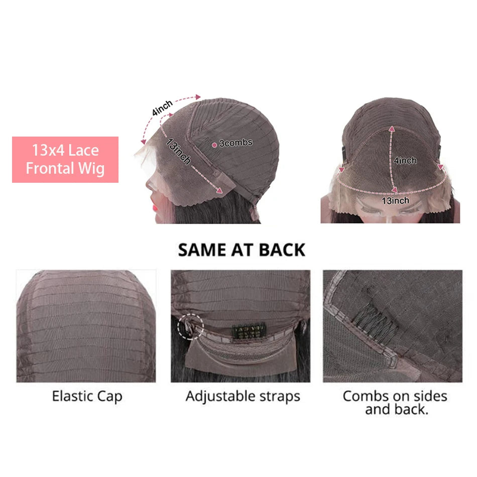 Body Wave Short  Wig 13x4 4x4 Transparent Lace Frontal Wig Brazilian 100% Real Human Hair Lace Wigs