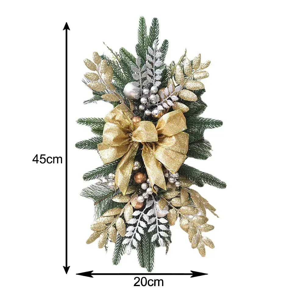 Christmas Swag Wreath Pendants LED Lights Staircase Wreath Ornament Swag