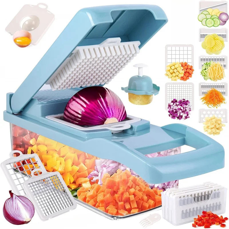 Kitchen vegetable cutter Multi-functional home vegetable cutter Potato cutter slicer Salad dicer Grater,14pcs