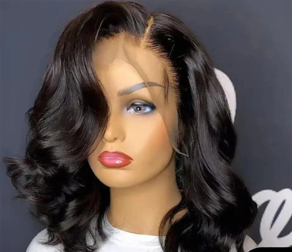 Body Wave 100% Short Bob Wigs Human Hair Cheap Wigs 8 10 12Inch Indian Lace Closure Wigs  13x4 Lace Frontal Wig