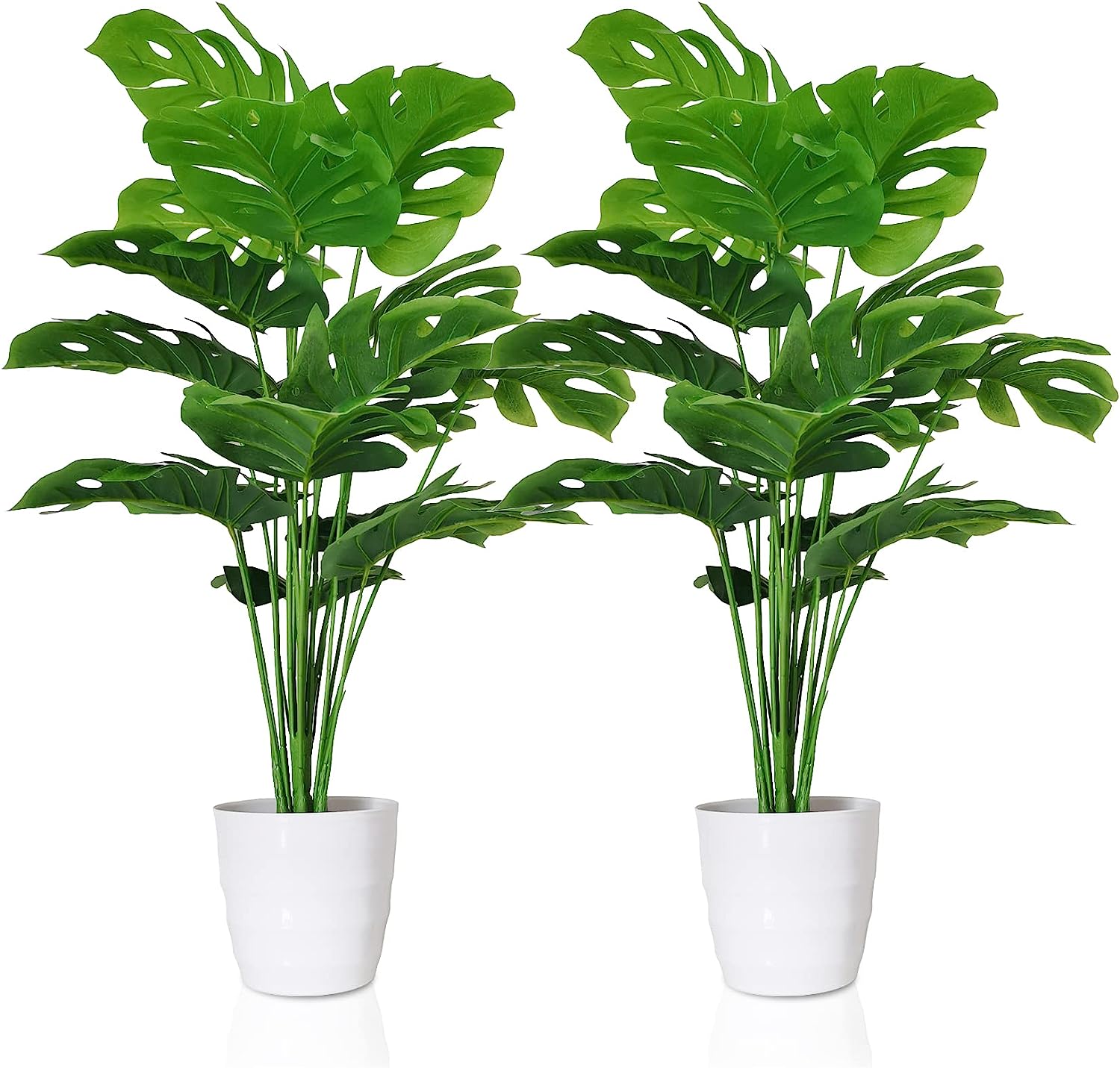 Set of 2 Artificial Monstera Deliciosa Plants in Plastic Pots, Graceland Home and Living