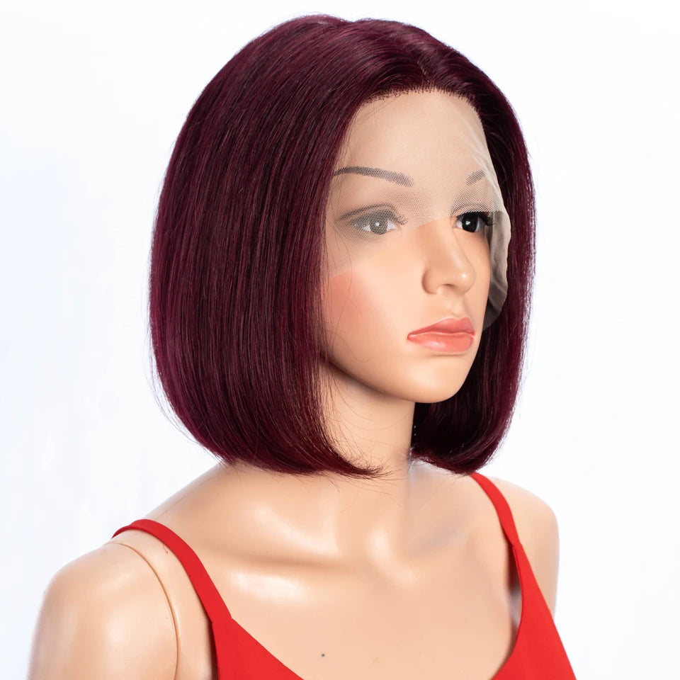 Ombre Gold Blonde Short Straight Bob 13x1 Lace Front 100% Human Hair Wigs