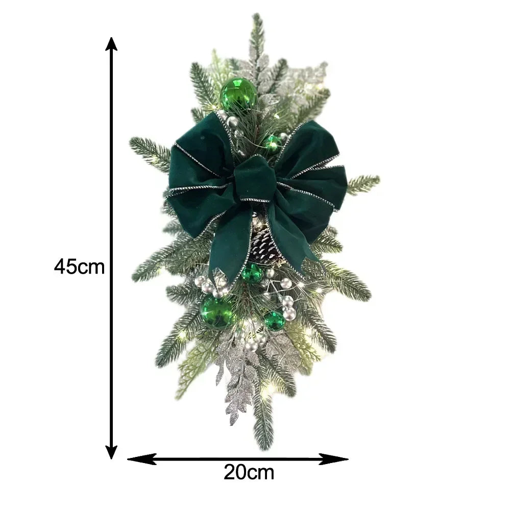 Christmas Swag Wreath Pendants LED Lights Staircase Wreath Ornament Swag