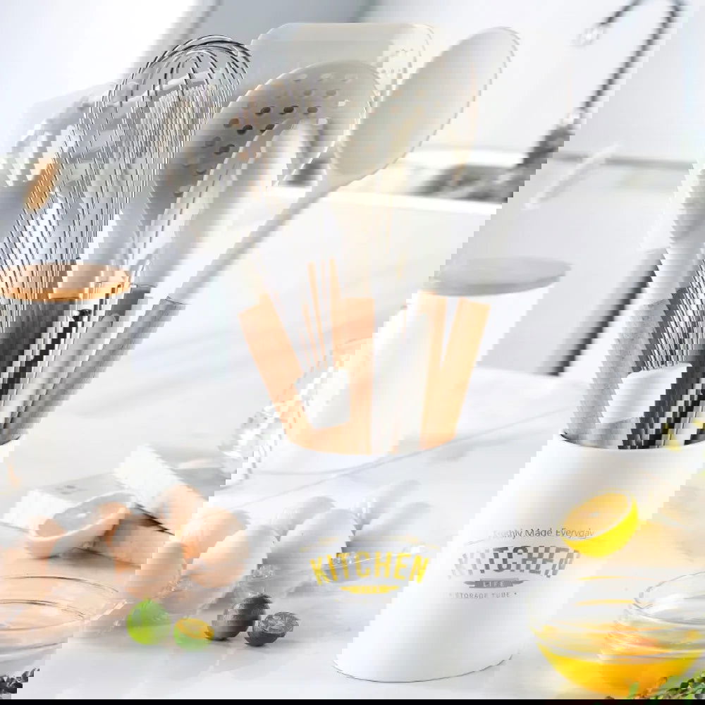 Silicone Cooking Utensils Set with Wooden Handle Non-stick Cookware - Graceland Home and Living -  