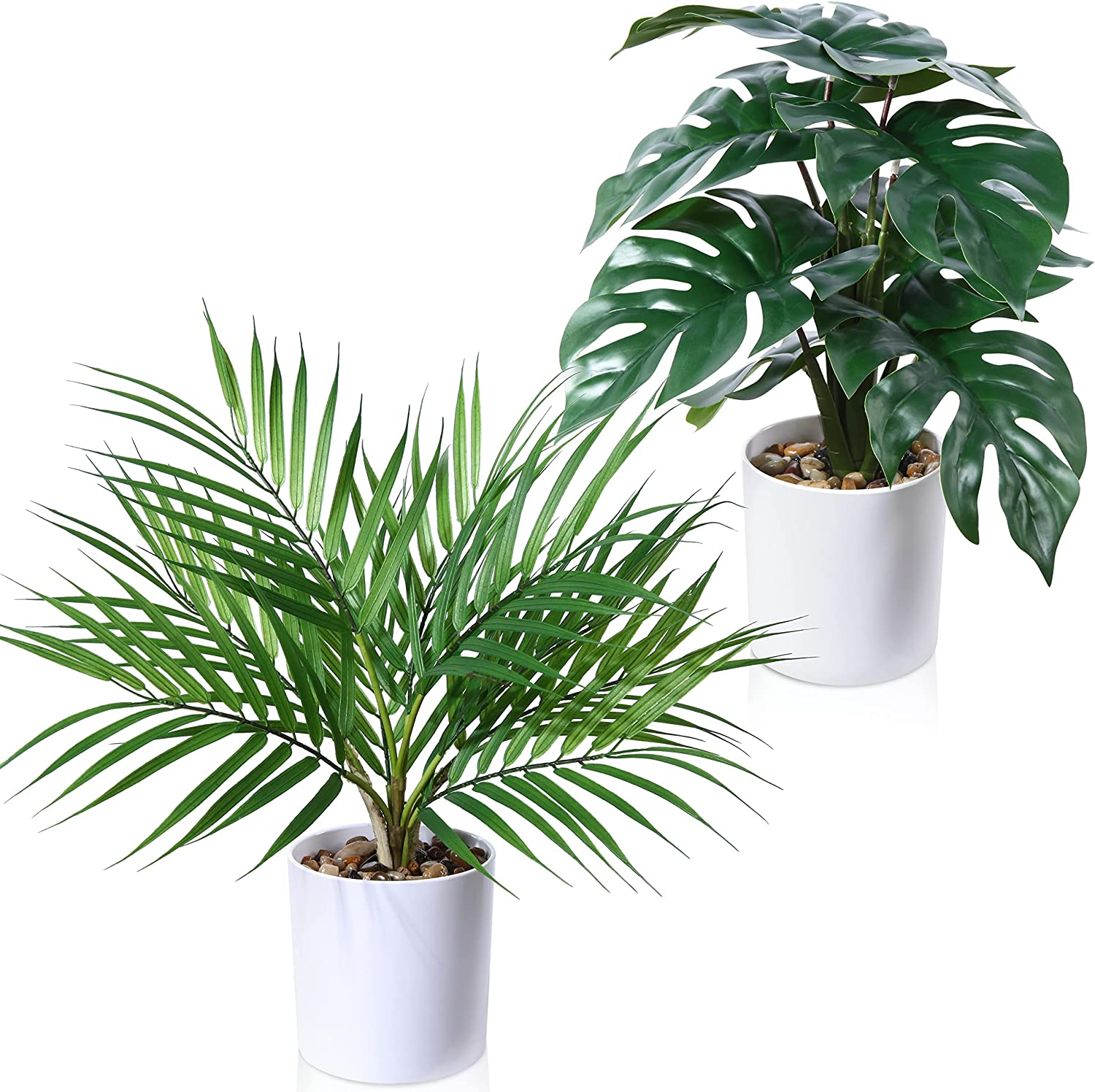 Small Artificial Paradise Palm Tree 16 Inch Fake Areca Palm Plant,Faux Desk Plant in Pot - Graceland Home and Living -  