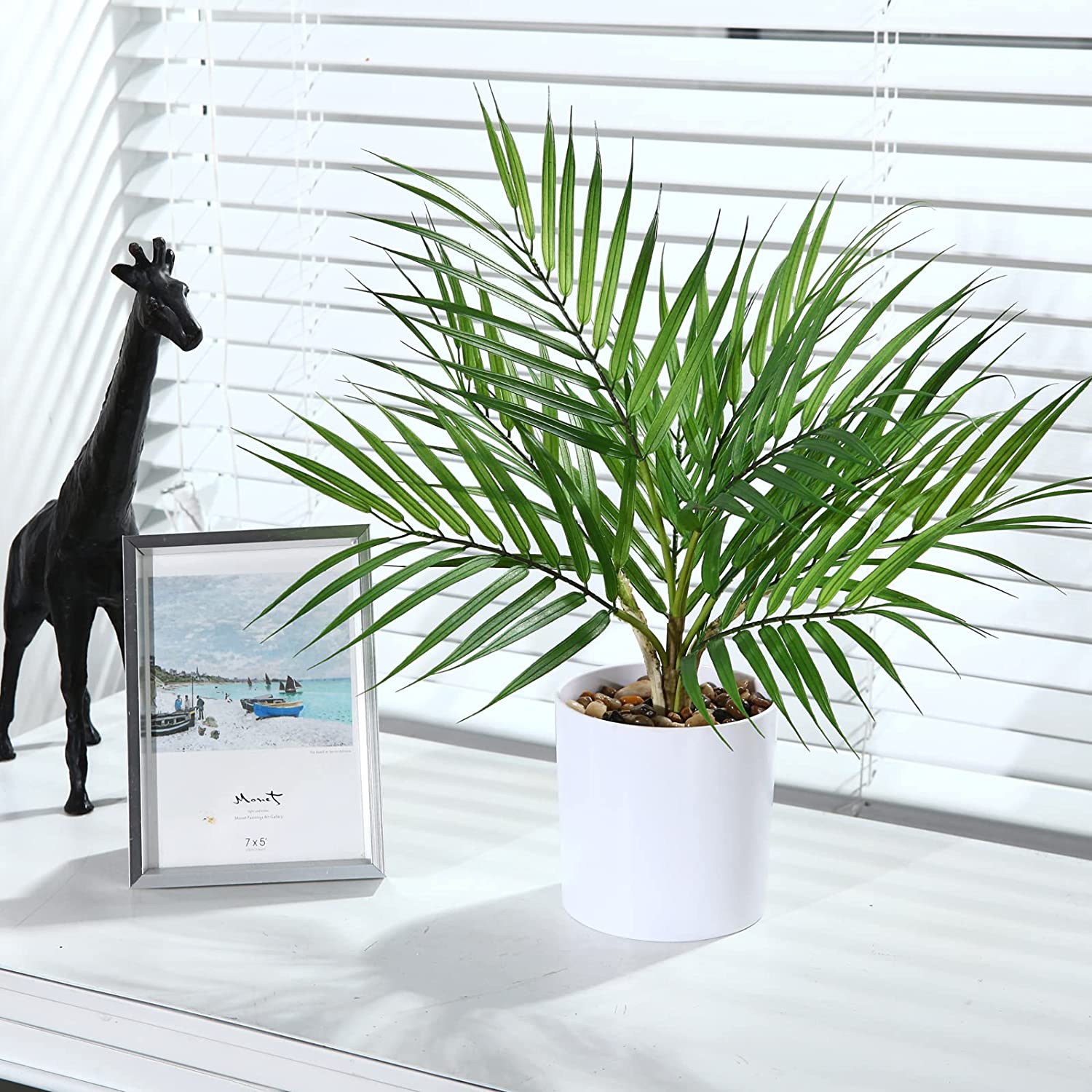 Small Artificial Paradise Palm Tree 16 Inch Fake Areca Palm Plant,Faux Desk Plant in Pot - Graceland Home and Living -  