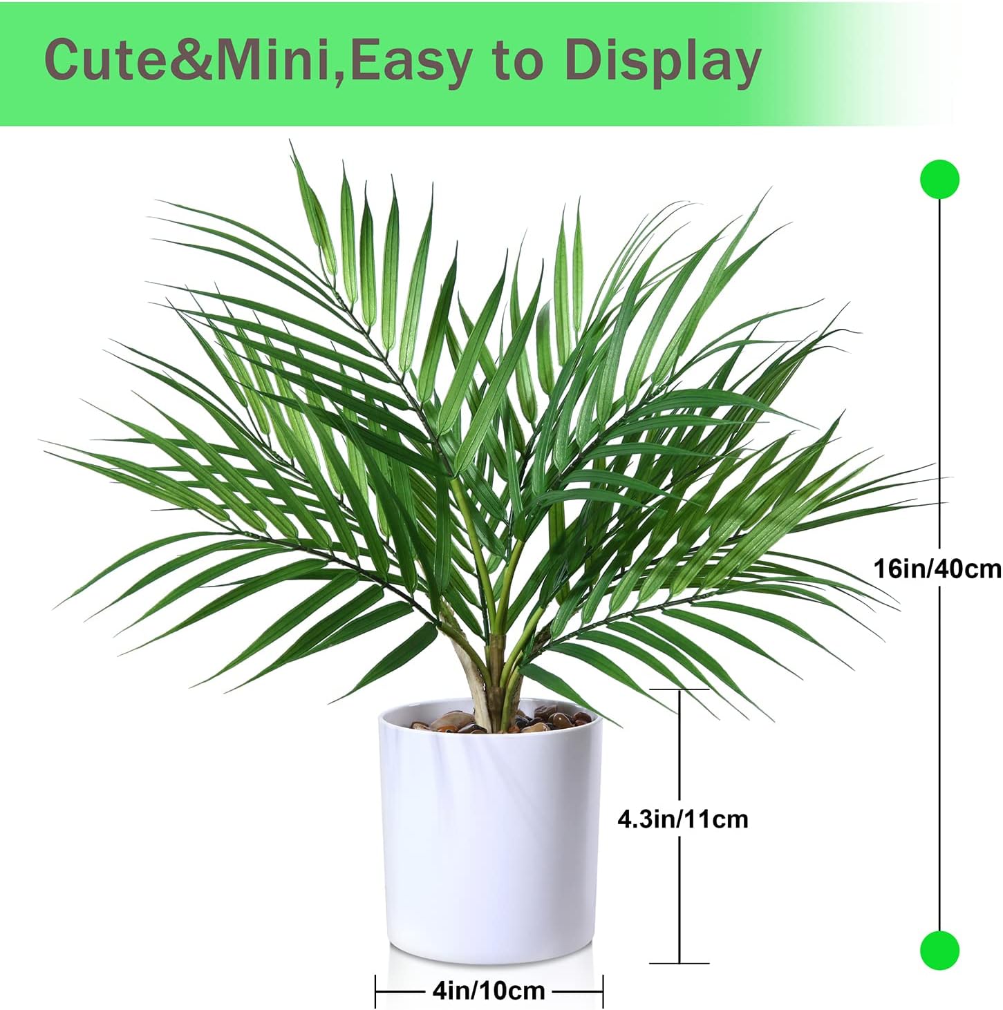 Small Artificial Paradise Palm Tree 16 Inch Fake Areca Palm Plant,Faux Desk Plant in Pot - Graceland Home and Living -  