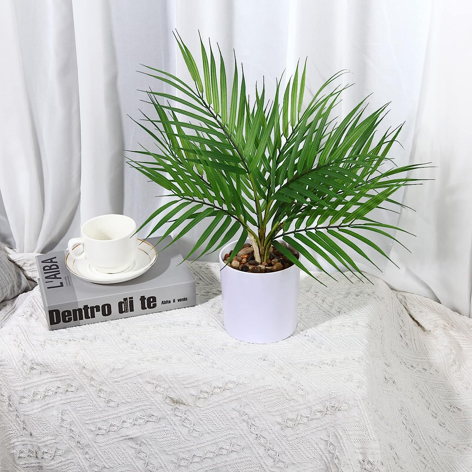 Small Artificial Paradise Palm Tree 16 Inch Fake Areca Palm Plant,Faux Desk Plant in Pot - Graceland Home and Living -  