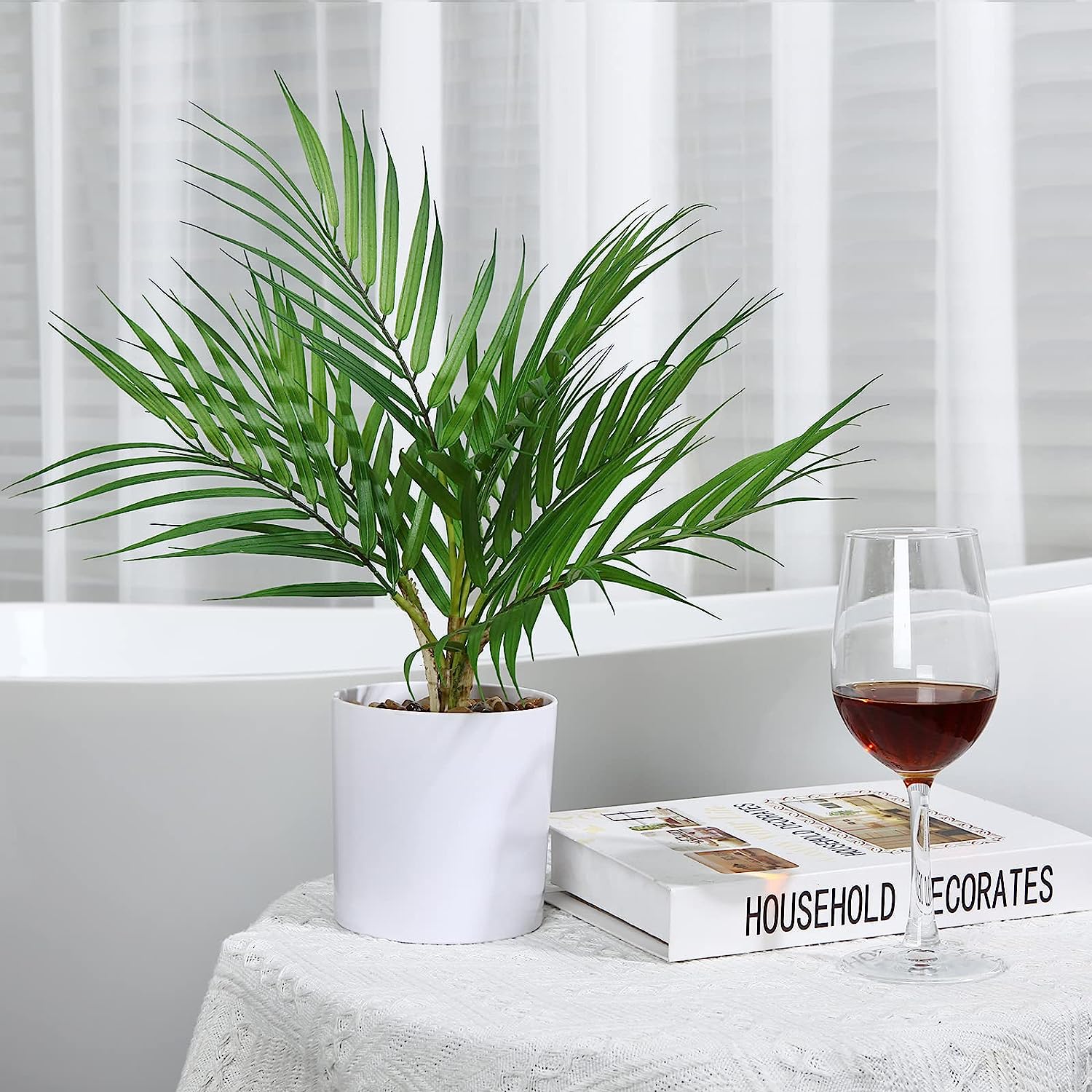 Small Artificial Paradise Palm Tree 16 Inch Fake Areca Palm Plant,Faux Desk Plant in Pot - Graceland Home and Living -  