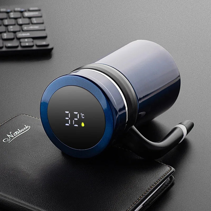 Temperature Display 500ML Thermos Coffee Mug With Filter Handle 304 Stainless Steel Insulated Vacuum - Graceland Home and Living -  