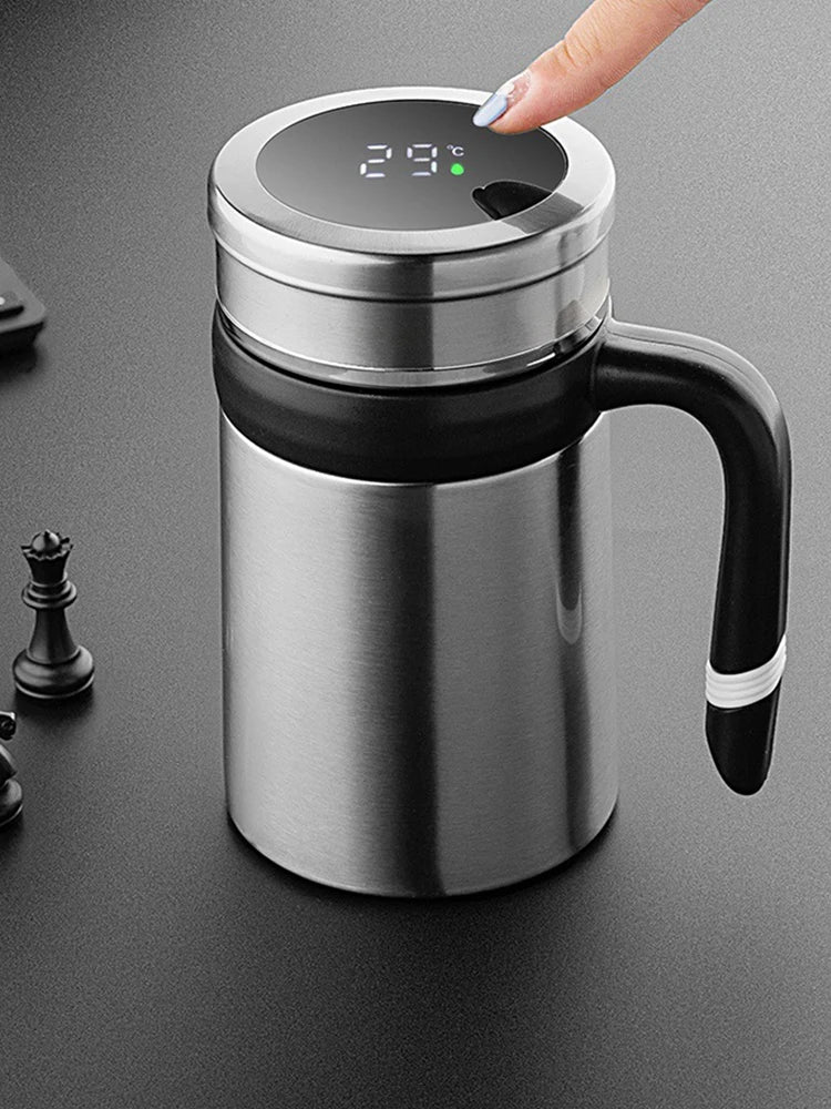 Temperature Display 500ML Thermos Coffee Mug With Filter Handle 304 Stainless Steel Insulated Vacuum - Graceland Home and Living -  