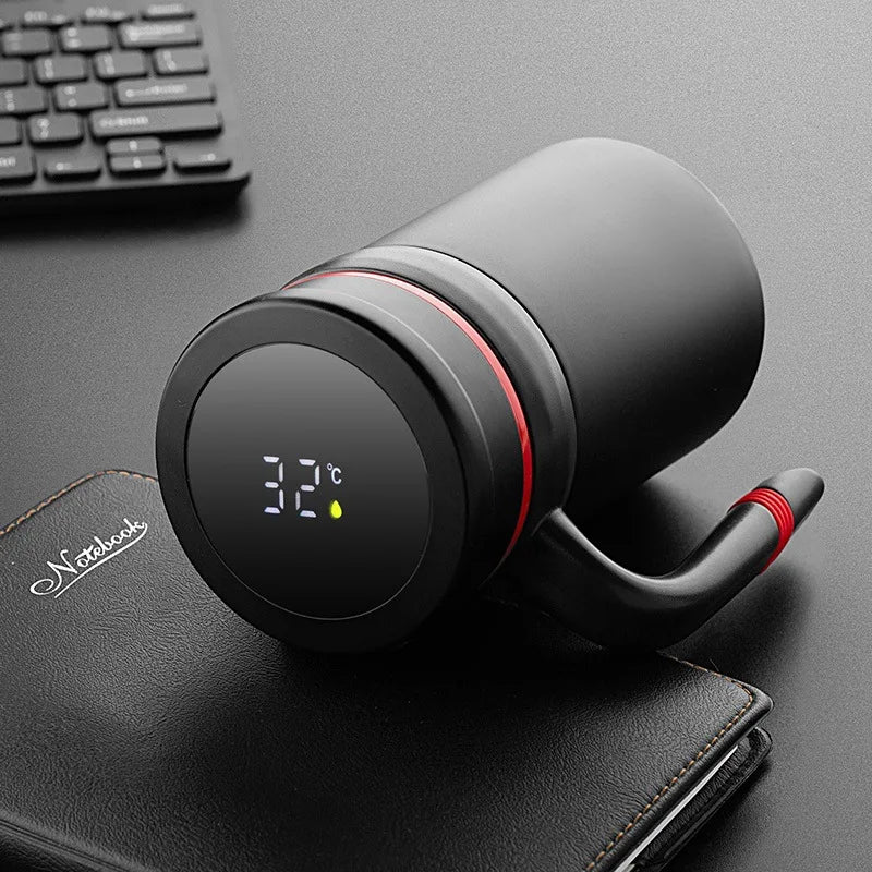 Temperature Display 500ML Thermos Coffee Mug With Filter Handle 304 Stainless Steel Insulated Vacuum - Graceland Home and Living -  