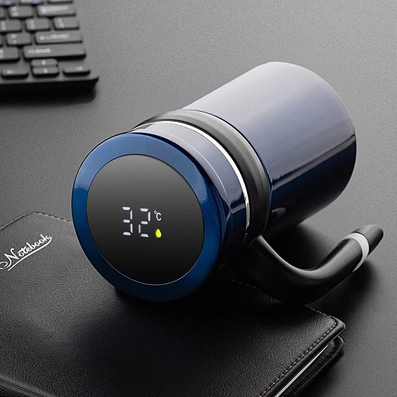 Temperature Display 500ML Thermos Coffee Mug With Filter Handle 304 Stainless Steel Insulated Vacuum - Graceland Home and Living -  