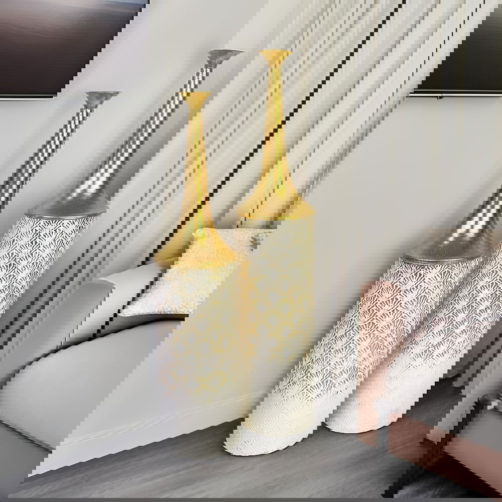 Two-piece Set Decorative Vase White Golden - Graceland Home and Living -  