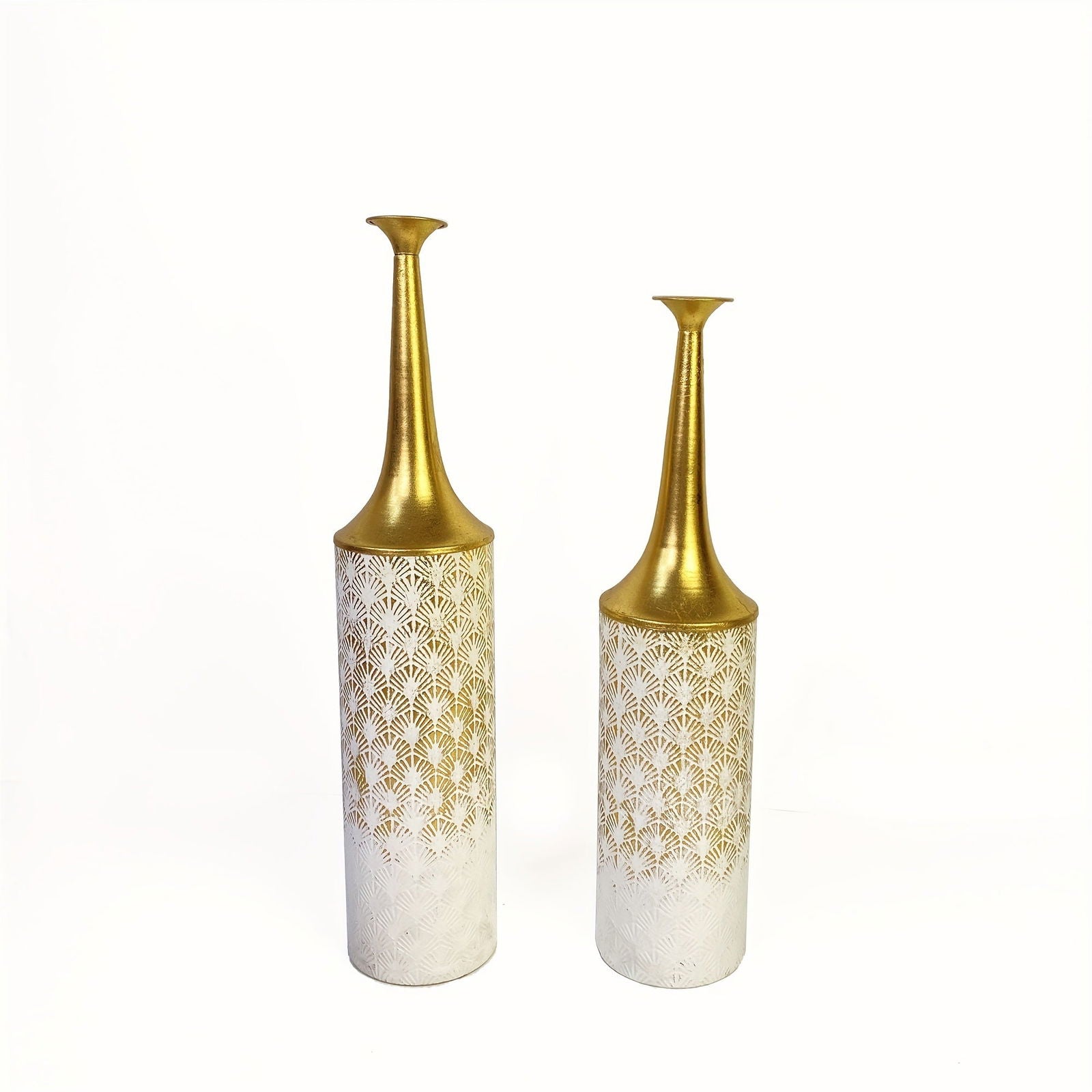 Two-piece Set Decorative Vase White Golden - Graceland Home and Living -  
