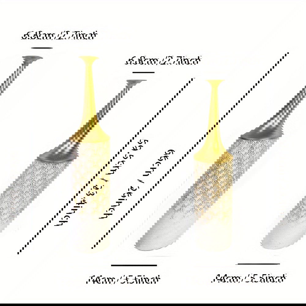 Two-piece Set Decorative Vase White Golden - Graceland Home and Living -  