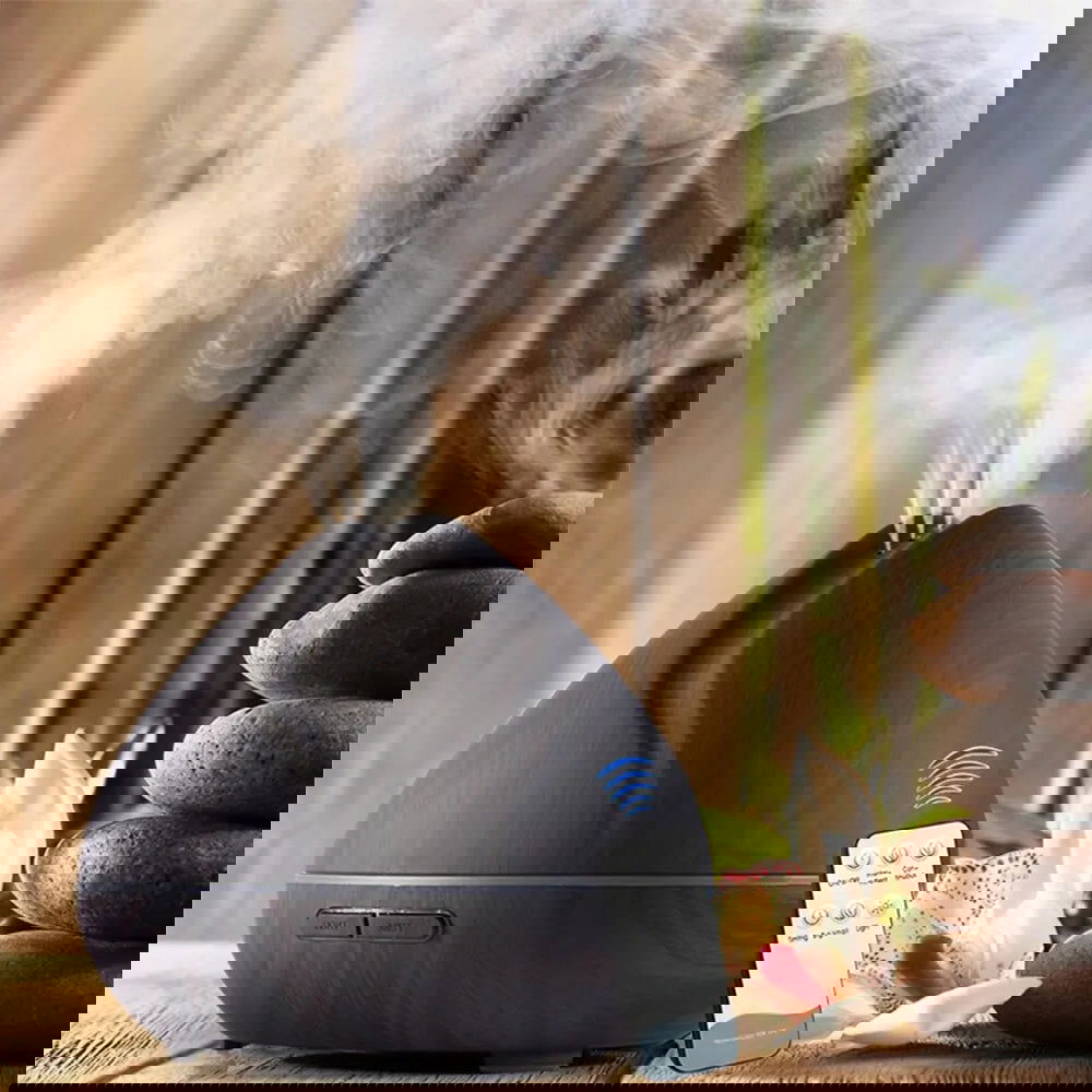 Ultrassonic Air Humidifier 550ml Essential Oil Aroma Diffuser With Wood Grain Remote Control - Graceland Home and Living -  