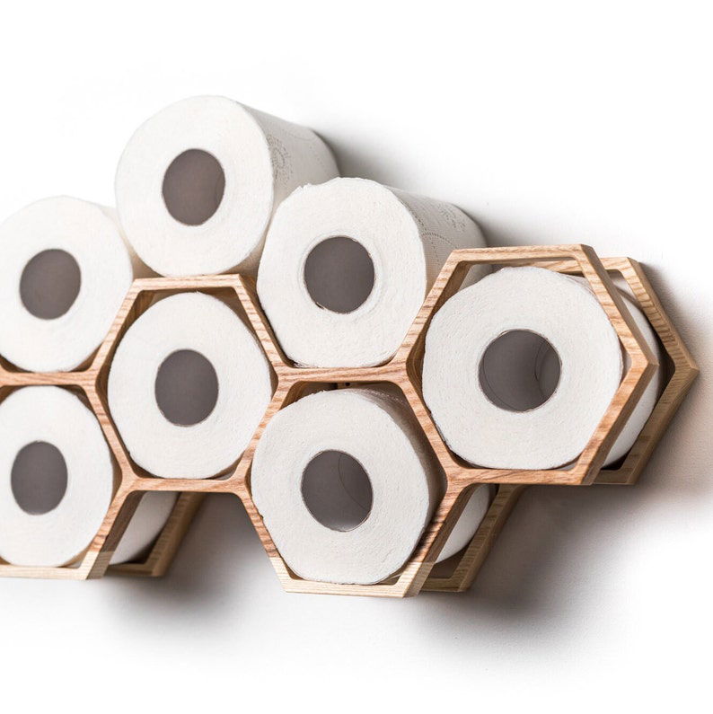 Wall Mount wooden Toilet Paper Holder Honeycomb roll rack - Graceland Home and Living -  