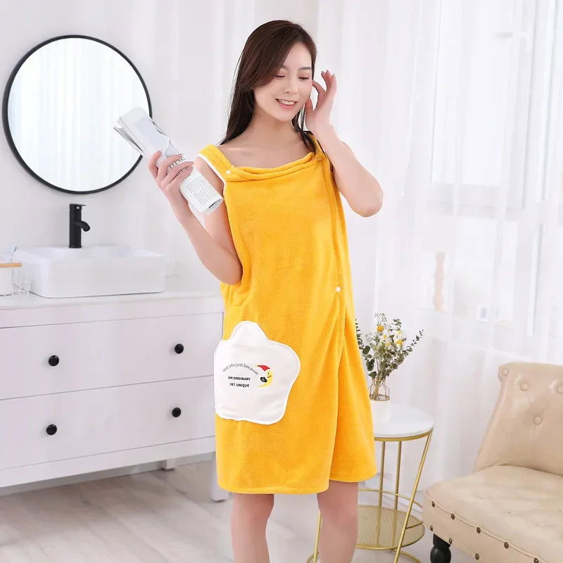 Wearable Microfiber Bathrobe Soft Bath Towel for Adults - Graceland Home and Living -  