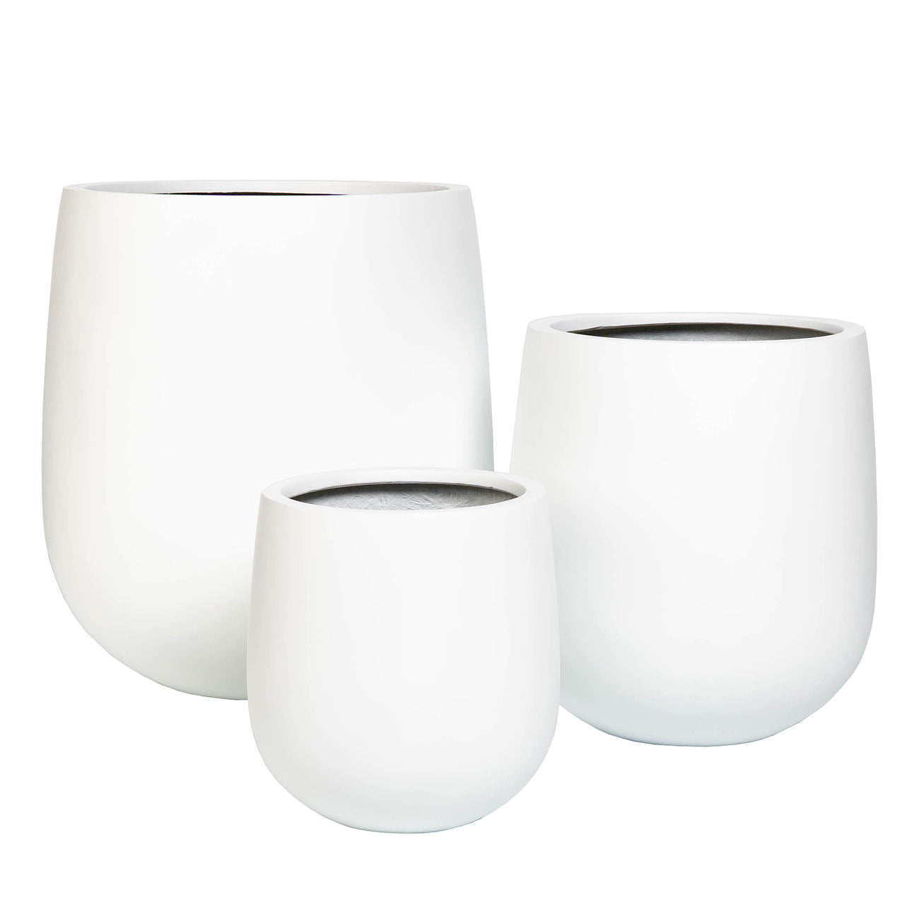 White fiberglass pots and planter large sizes for flower garden outdoor Graceland Home and Living
