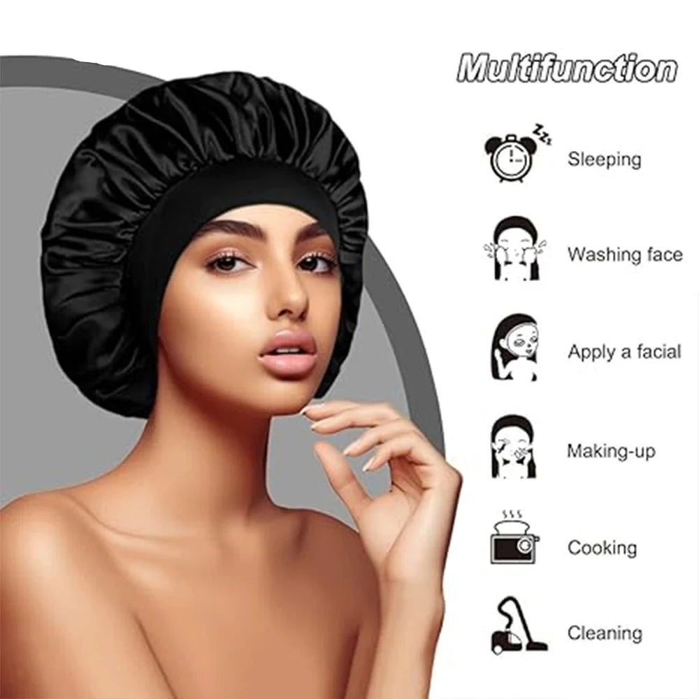Wide Brim Satin Silk Hair Bonnet For Sleeping - Graceland Home and Living -  