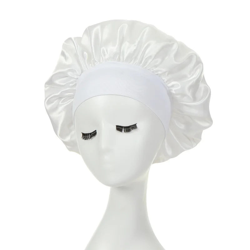 Wide Brim Satin Silk Hair Bonnet For Sleeping - Graceland Home and Living -  