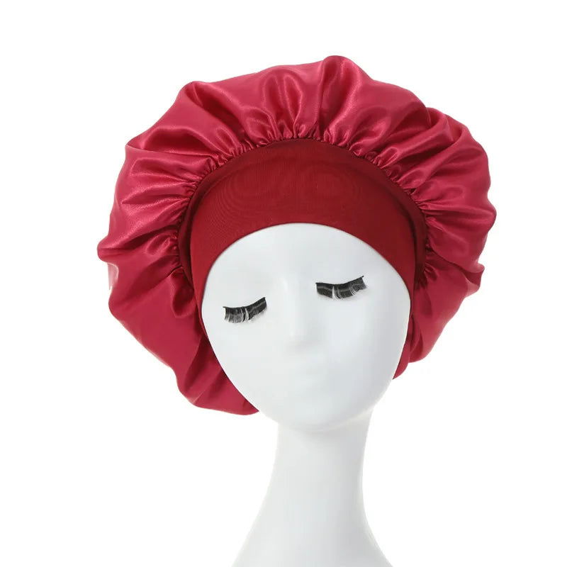 Wide Brim Satin Silk Hair Bonnet For Sleeping - Graceland Home and Living -  
