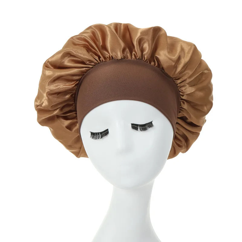 Wide Brim Satin Silk Hair Bonnet For Sleeping - Graceland Home and Living -  