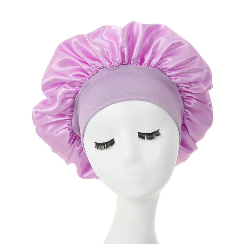Wide Brim Satin Silk Hair Bonnet For Sleeping - Graceland Home and Living -  