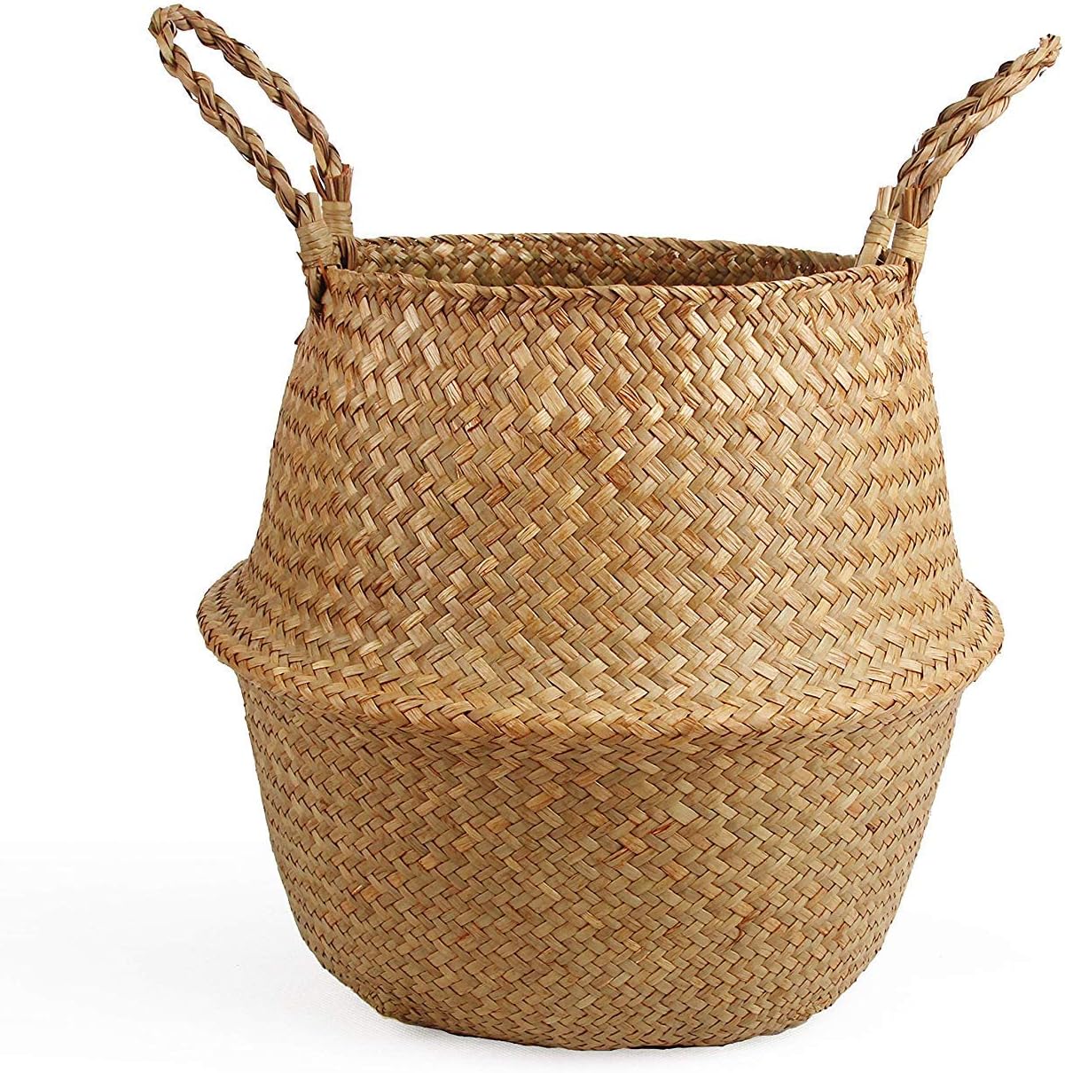 Woven Seagrass Belly Basket for Storage, Plant Pot Basket - Graceland Home and Living -  
