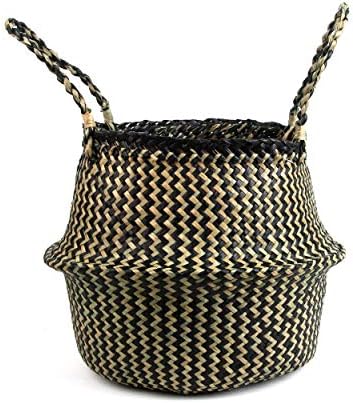 Woven Seagrass Belly Basket for Storage, Plant Pot Basket - Graceland Home and Living -  