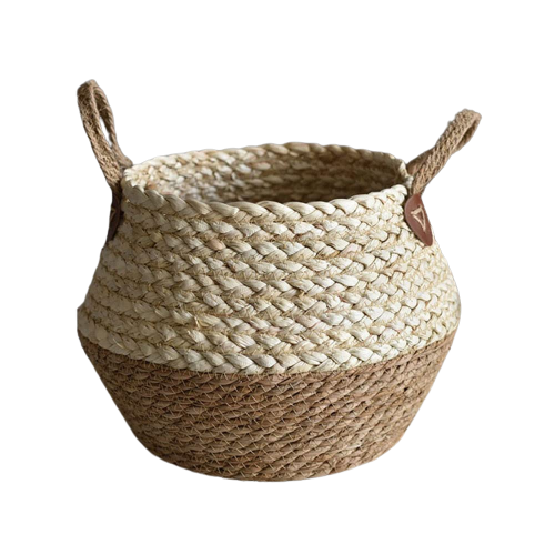 Woven Seagrass Belly Basket for Storage Plant Pot Basket and Laundry, Picnic and Grocery Basket - Graceland Home and Living -  